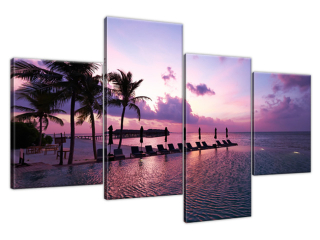 Obraz na stenu Západ slnka na pláži v Maledivách