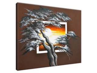 Obraz na stenu Strom na pozadí zapadajúceho slnka