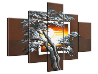 Obraz na stenu Strom na pozadí zapadajúceho slnka