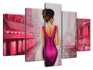 Obraz na plátne Prechádzka v Paríži v ružovej