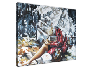 Štýlový obraz na stenu Dievčina v daždi