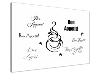 Obraz s nápisom Bon Appetit šálka kávy