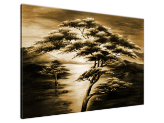 Štýlový obraz ručne maľovaný Hrubé stromy