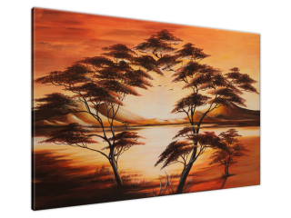 Moderný ručne maľovaný obraz Vychádzajúca Afrika