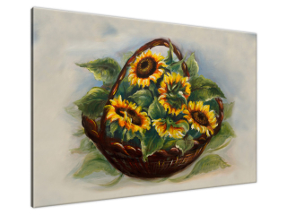 Maľovaný obraz na plátne Košík slnečníc