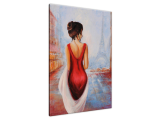 Zaujímavý obraz maľovaný ručne Prechádzka v Paríži