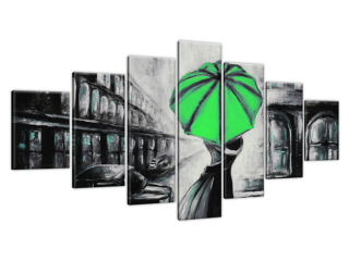 Štýlový obraz maľovaný ručne Zelené ľúbenie