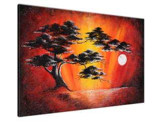 Strom vo svetle mesiaca Maľovaný obraz