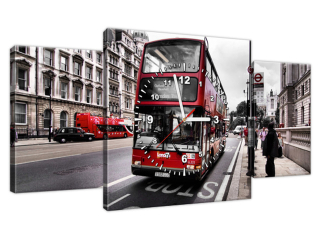 Obraz s hodinami Londýnsky poschodový autobus