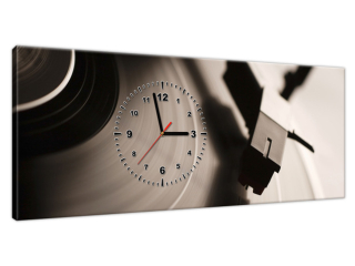 Luxusný obraz s hodinami Vinylový svet