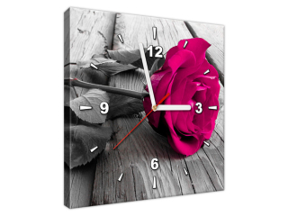 Obraz s hodinami na stenu Ružová ružička