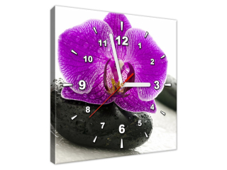Štýlový obraz s hodinami Orchidea na kameni