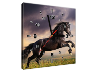 Obraz s hodinami Kôň dvíhajúci sa na zadné