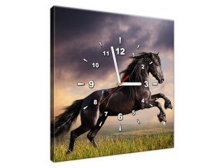 Obraz s hodinami Kôň dvíhajúci sa na zadné