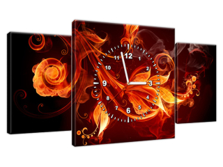 Moderný obraz s hodinami Horiace kvety