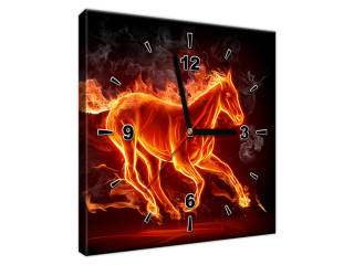 Obraz s hodinami na plátne Ohnivý kôň