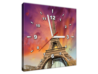 Moderný obraz s hodinami Eiffelova veža