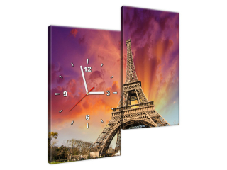 Moderný obraz s hodinami Eiffelova veža