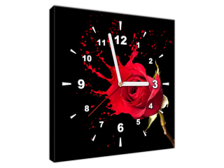 Obraz s hodinami na plátne Ružový splash