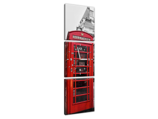 Moderný obraz s hodinami Telefónna búdka v Londýne