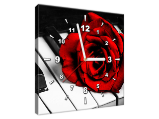 Obraz s hodinami Ruža na piáne