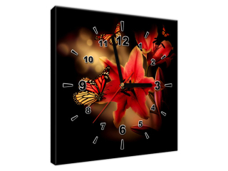 Luxusný obraz s hodinami na stenu Motýle a ľalia