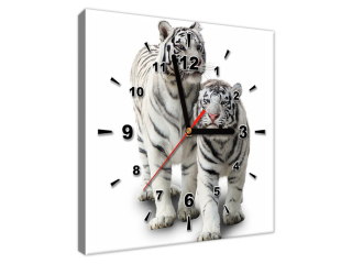 Dizajnové nástenné hodiny Biele tigre