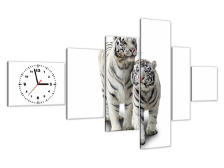 Dizajnové nástenné hodiny Biele tigre