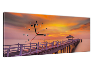 Luxusný obraz s hodinami Drevený most