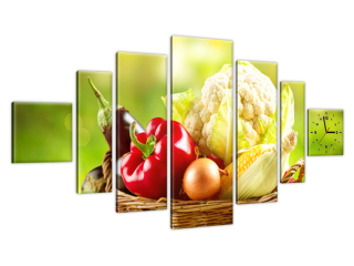 Štýlový obraz s hodinami Organická zelenina