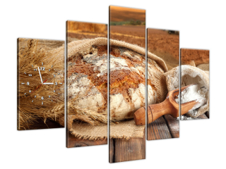 Obraz s hodinami Vidiecky kváskový chlieb