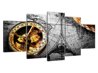Nástenný obraz s hodinami Pamätná mapa