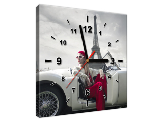 Nástenný obraz s hodinami Parkovisko pri Eiffelovej veži