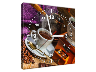 Obraz do kuchyne s hodinami Plné vrecia kávy