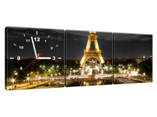 Obraz s hodinami do chodby Večerná fotka Eiffelovky