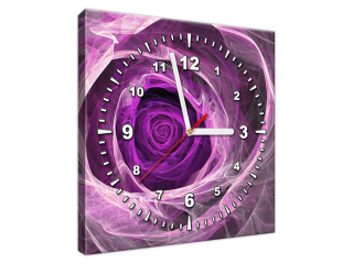 Obraz s hodinami Fialová ruža