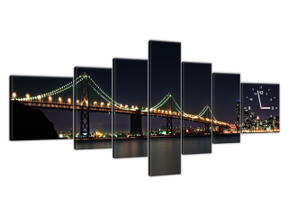 Obraz s hodinami Nočná fotka mostu - Tanel Teemusk