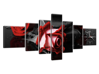 Štýlový obraz s hodinami Červené ruže