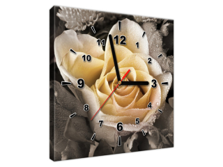 Moderný obraz s hodinami Jemná ruža