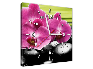 Luxusný obraz s hodinami Orchidey na kameňoch