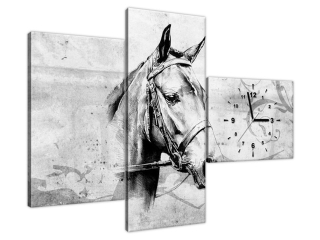 Obraz na plátne s hodinami Kôň