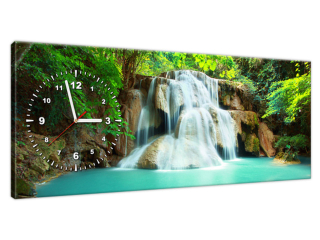 Luxusný obraz s hodinami na plátne Vodopád