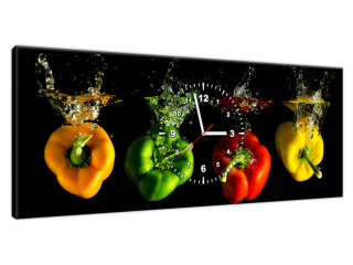 Nástenné hodiny do kuchyne Padajúce papriky