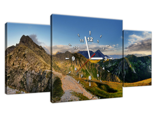 Moderný obraz s hodinami Panoráma vrchu Svinica