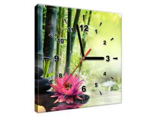 Moderný obraz s hodinami Ľalie a bambusy