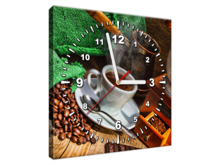 Moderný obraz s hodinami Prírodná káva