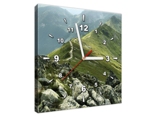 Obraz s hodinami Hlavný hrebeň Tatier pod nohami