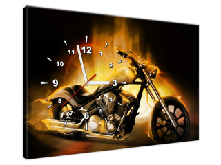 Dizajnové nástenné hodiny Horiaca motorka