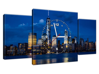 Obraz s hodinami New York nad riekou Hudson