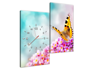 Obraz s hodinami Motýľ v kvetoch